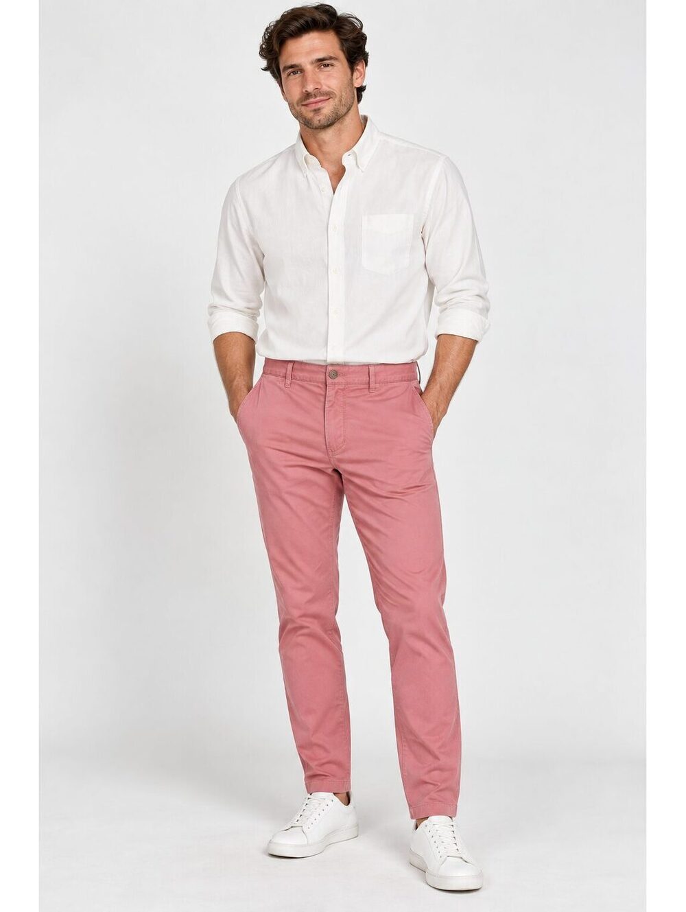 J.Crew Men's Stretch Chino Pants Dusty Rose Pink 33x32 Cotton Slim Straight